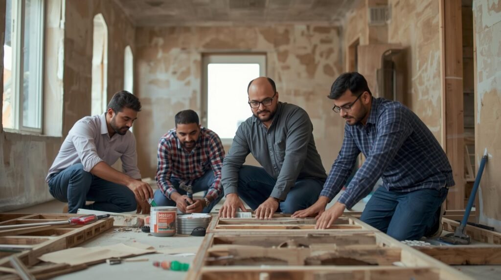 construction, renovation, repairing and maintenance business img look like pakistani people